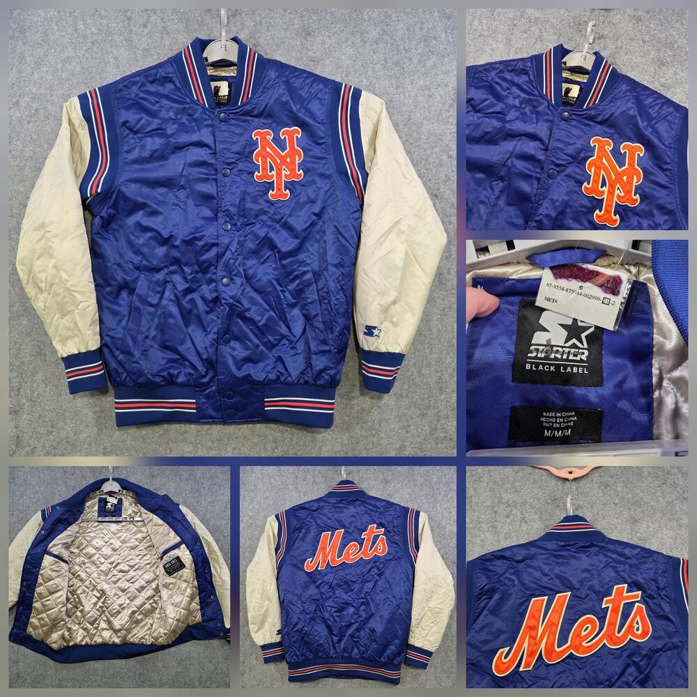 VTG New York Mets Jacket Mens Medium Blue MLB Baseball Satin Varsity Starter